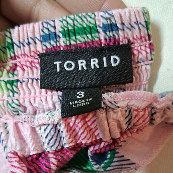 Torrid Plaid Green & Pink Poplin Tiered Ruffle Strap Summer Dress Size 3X - Picture 7 of 9